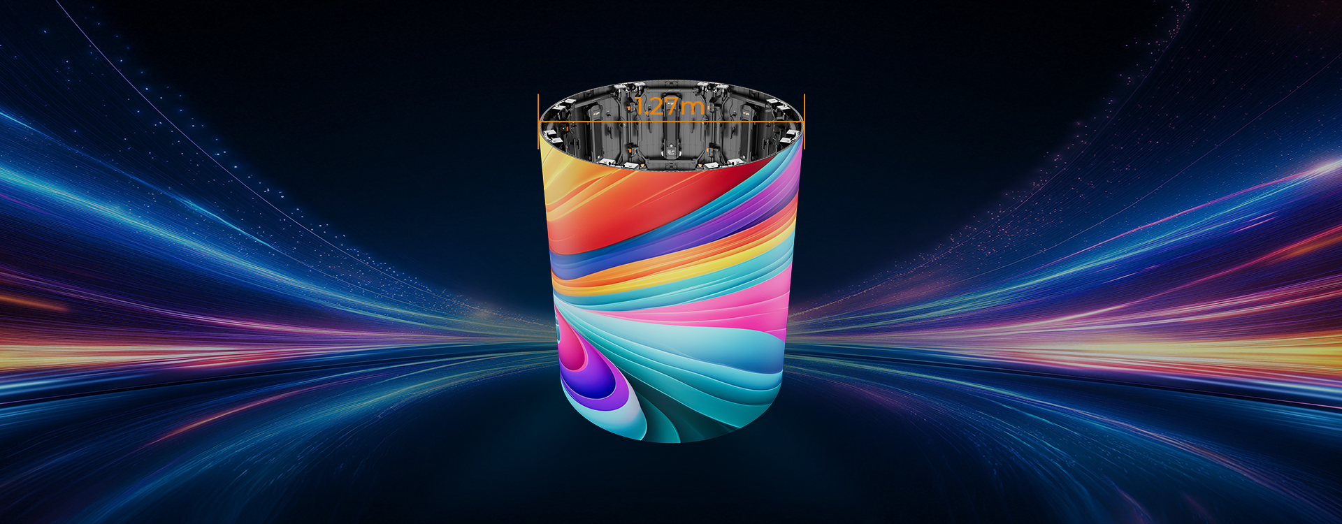 FL V2 Outdoor LED panels assembled into a cylindrical display.